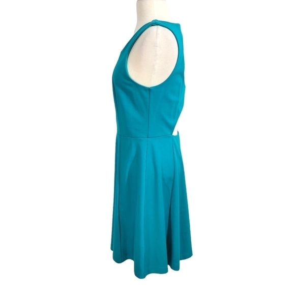 Express Teal Cutout Back Fit & Flare Dress - Picture 4 of 6